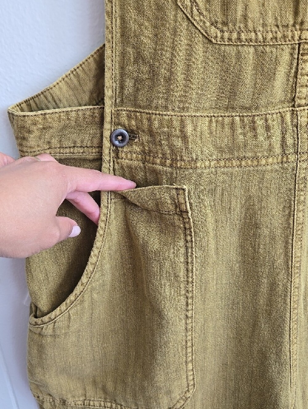 Free People Linen Blend Natural Sights Overalls Size L - Picture 5 of 16